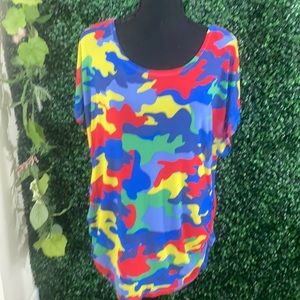 Plus size women’s colorful camouflage shirt